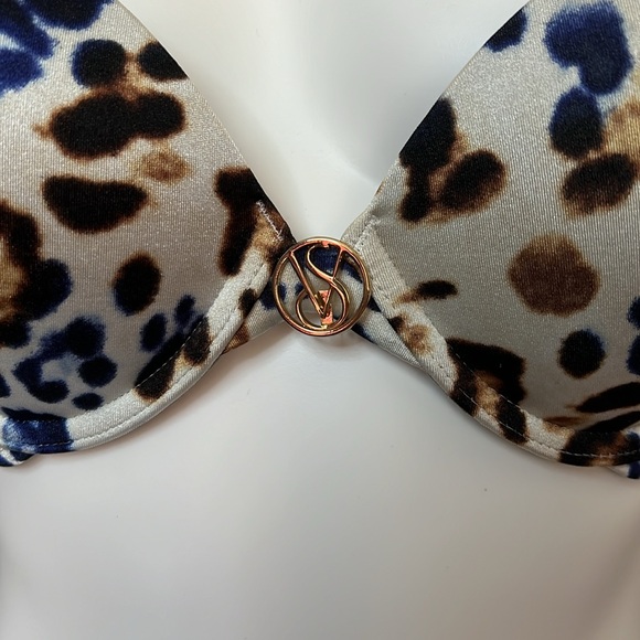 Victoria’s Secret - 32A - Blue & Brown Leopard Print Push-up Bikini Top - Picture 2 of 8